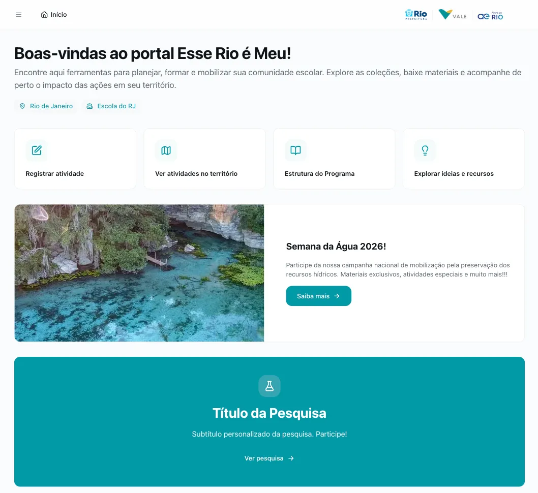 Início do portal logado com banner imersivo da campanha ativa e bloco de pesquisa abaixo